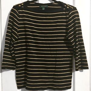 Lauren Ralph Lauren 3/4 Sleeve Striped Shirt